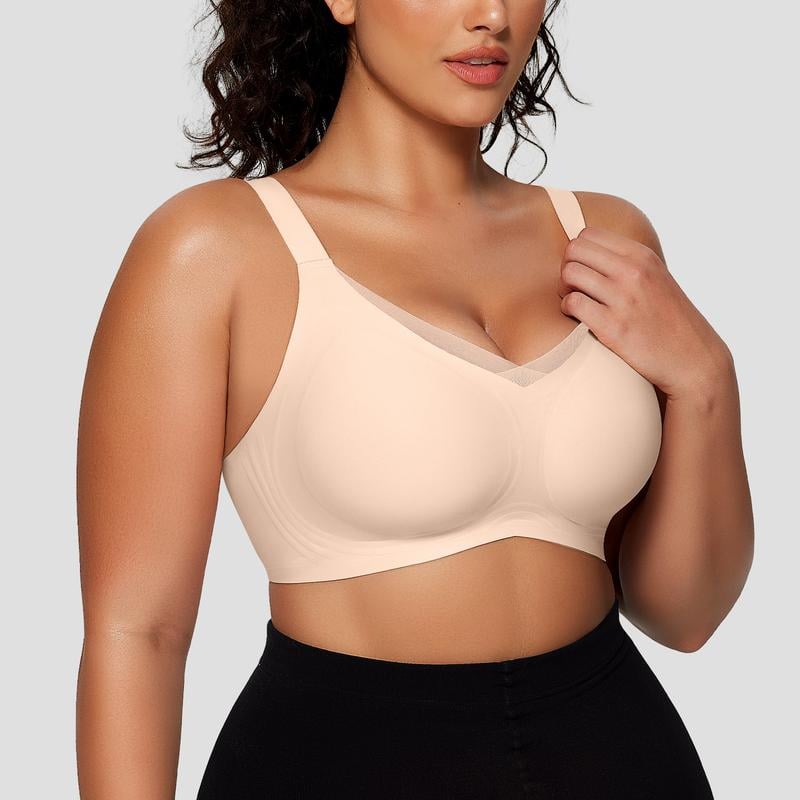 š Women Wireless V Neck Crossover Mesh Bra