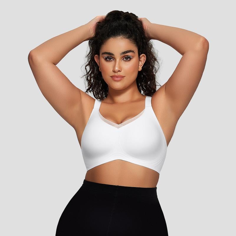 š Women Wireless V Neck Crossover Mesh Bra