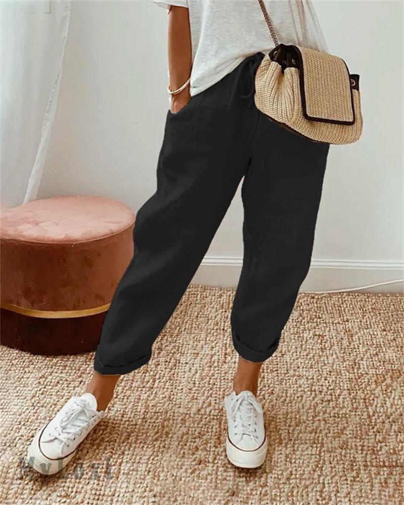 šCasual Cotton and Linen Pants for Women ā Breathable, High-Waisted & Ankle-Length Eleganceš¤