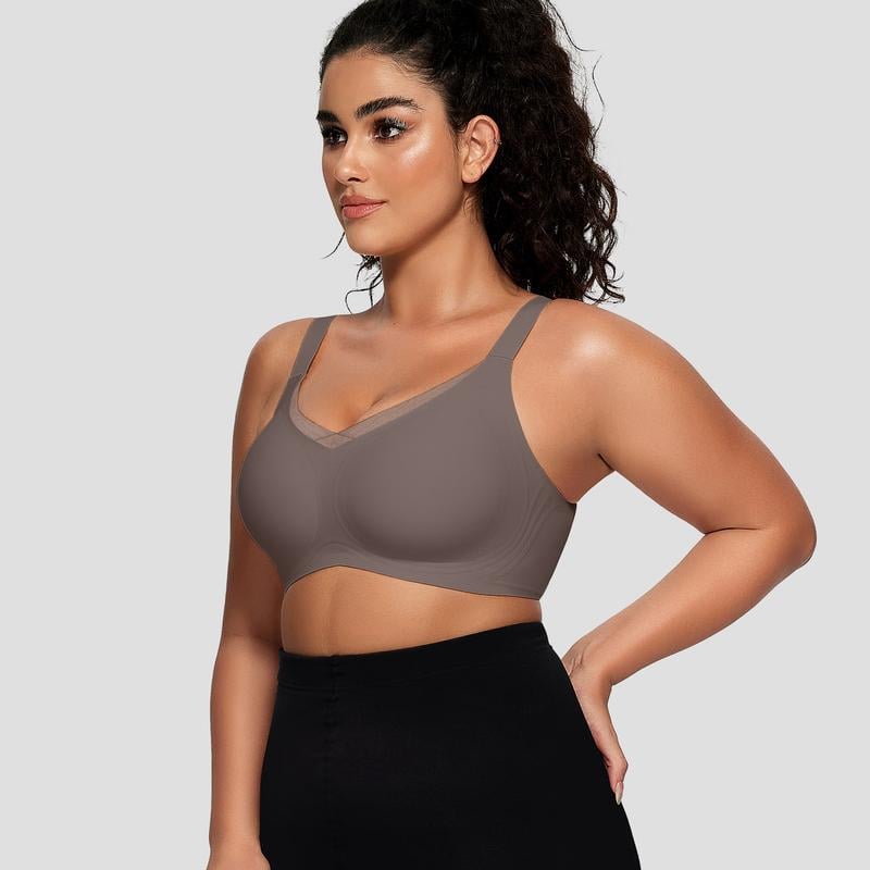 š Women Wireless V Neck Crossover Mesh Bra