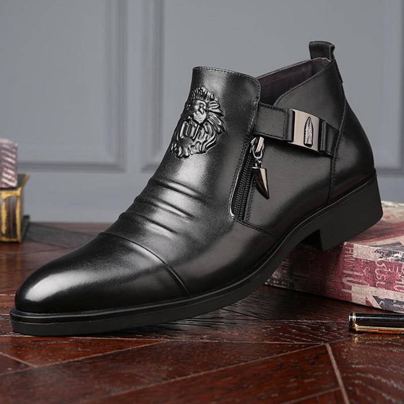 ๐ฅMen's Embossed Ankle Boots Dual Side Zipper Trendy Boots! ๐