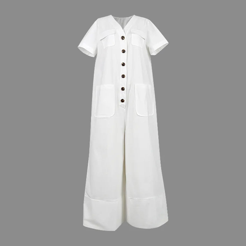 Women's Fashion V-Neck Loose Jumpsuit