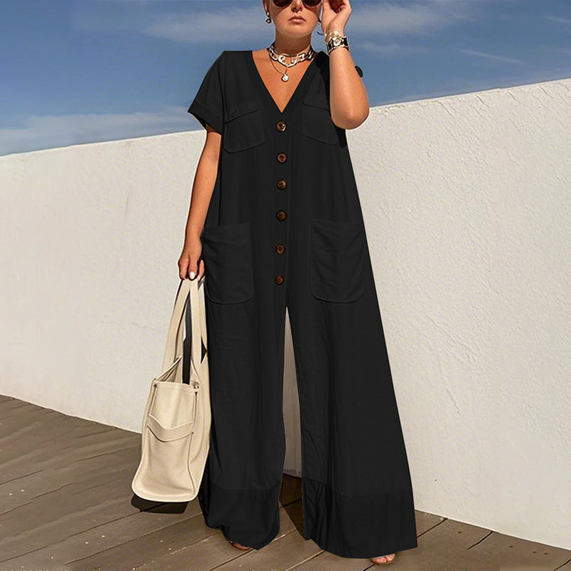 Women's Fashion V-Neck Loose Jumpsuit