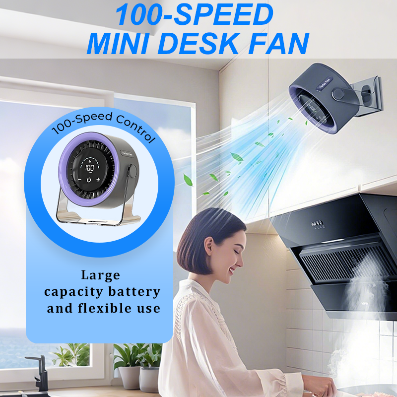 🔥100-Speed Mini Desk Fan with Digital Display