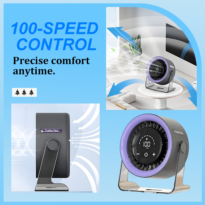 🔥100-Speed Mini Desk Fan with Digital Display