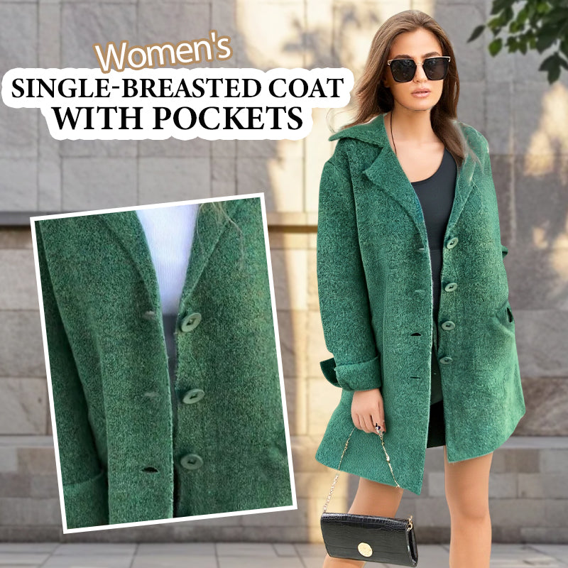 Women’s Single-Breasted Casual Coat with Pockets