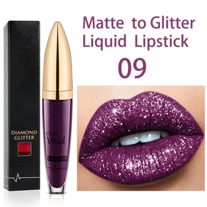 Flash Sale：Buy 1 Get 1 Free!⚡Diamond Lip Gloss Matte To Glitter Liquid Lipstick Waterproof