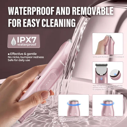 💜Bikini Trimmer for Women, Electric Shaver and Razor Rechargess Trimming eable 2-in-1, IPX7 Waterproof