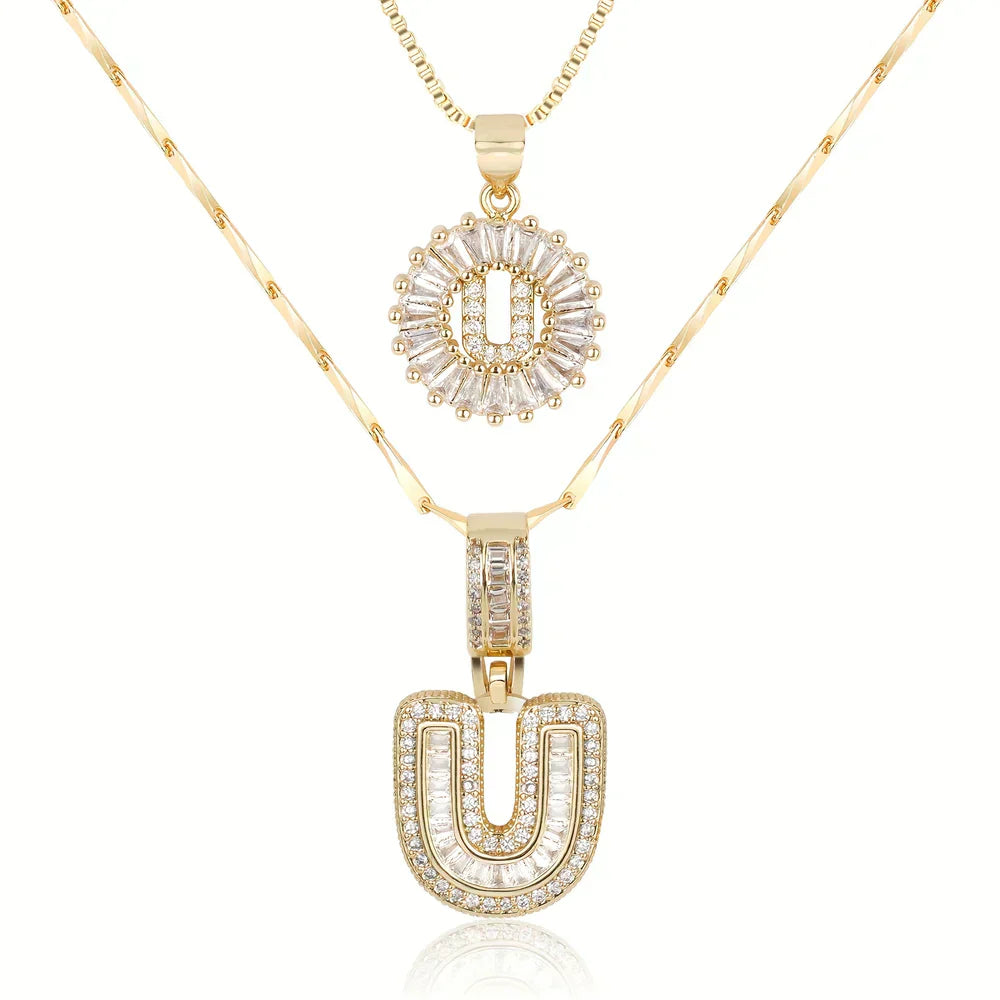 💖2 Pack - Initial Letter Pendant Necklaces