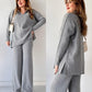 V-Neck Casual Slit Knitted Two-Piece Set