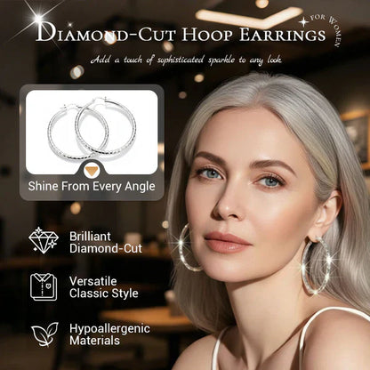 🎉BUY 1 GET 1 FREE🎁Diamond-Cut Hoop Earrings for Women