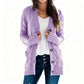 Women's Fall Casual Long Sleeve Button Down Open Front Cable Knit Cardigan Sweater Coat