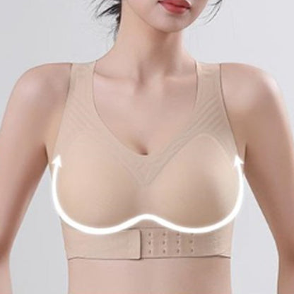 Women’s Beige Wireless Bra, Soft Breathable Non-removable Moulded Cups, Yoga Fitness Sportswear for Gym & Daily Training