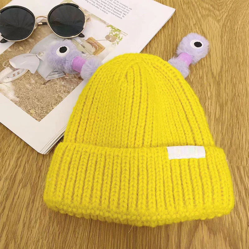 Winter Parent-Child Cute Glowing Little Monster Knitted Hat