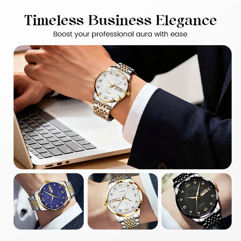 💥Men's Stainless Steel Waterproof Business Watch