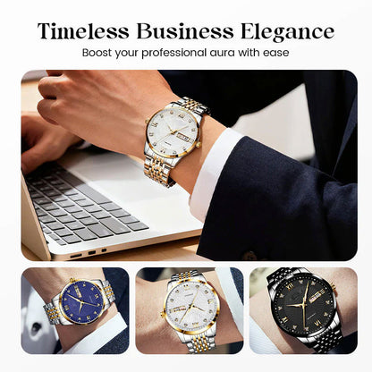 💥Men's Stainless Steel Waterproof Business Watch