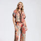 Women's Printed Top & Wide Leg Pants 2-Piece Set