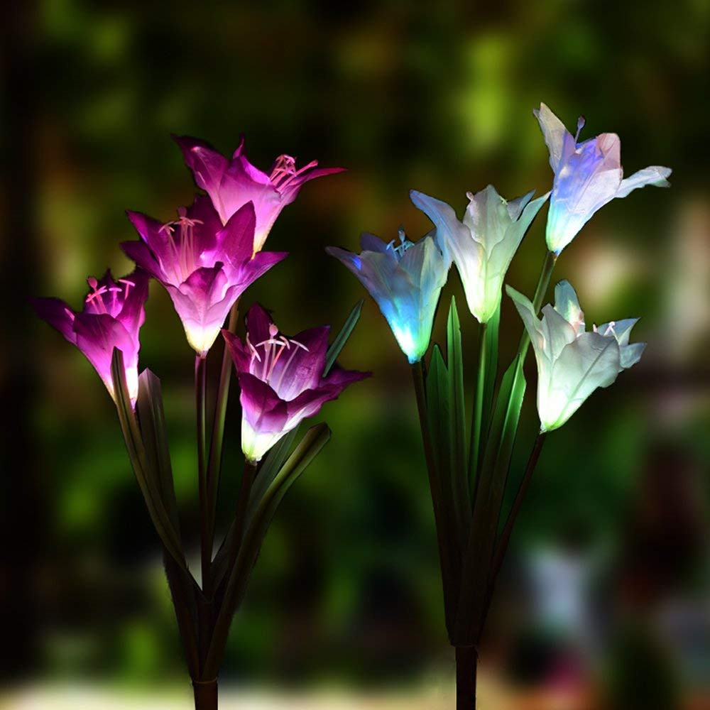 🎄 Solar-Powered  Blooming Lily Flowers Lights