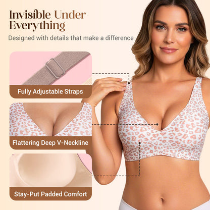 💕 Jelly Wireless Womens Comfortable Wireless Bras Push Up Bralettes Seamless Tshirts Bras Deep V Everyday Bras