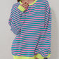 Women's Oversized Striped Long Sleeve Pullover