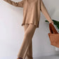 V-Neck Casual Slit Knitted Two-Piece Set