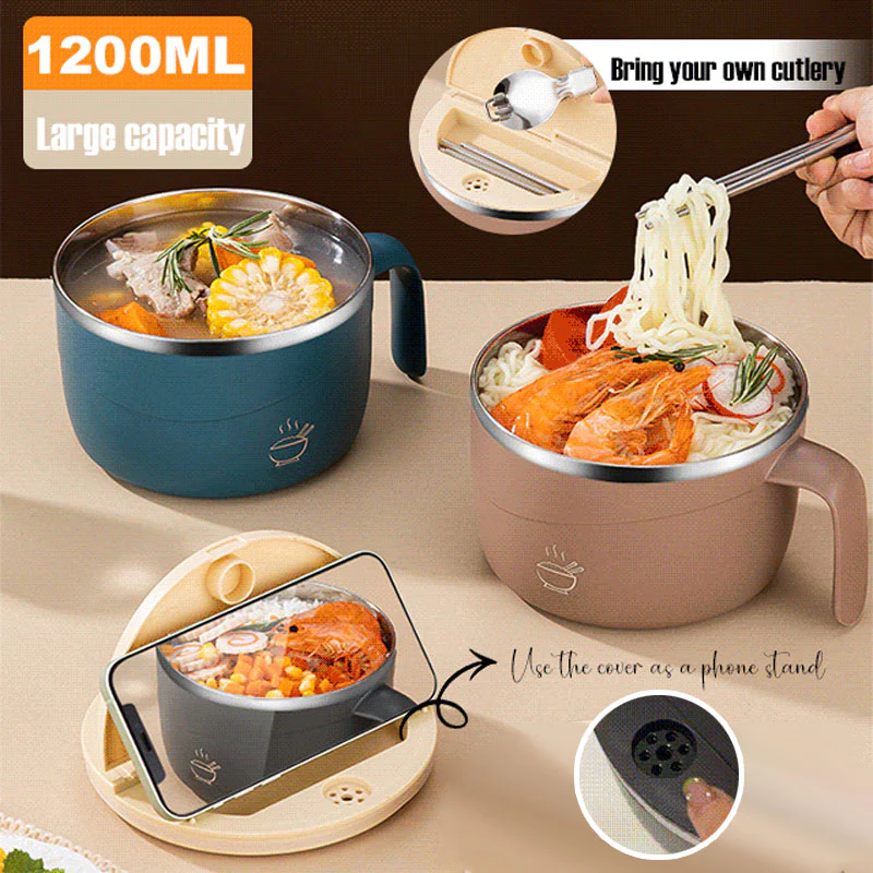 🔥304 Stainless Steel Insulated Ramen Bowl