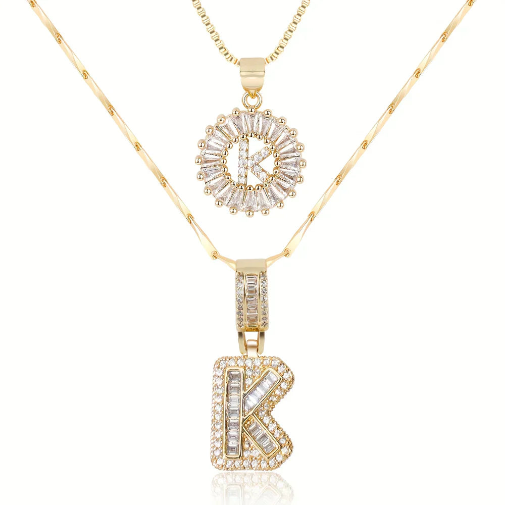 💖2 Pack - Initial Letter Pendant Necklaces