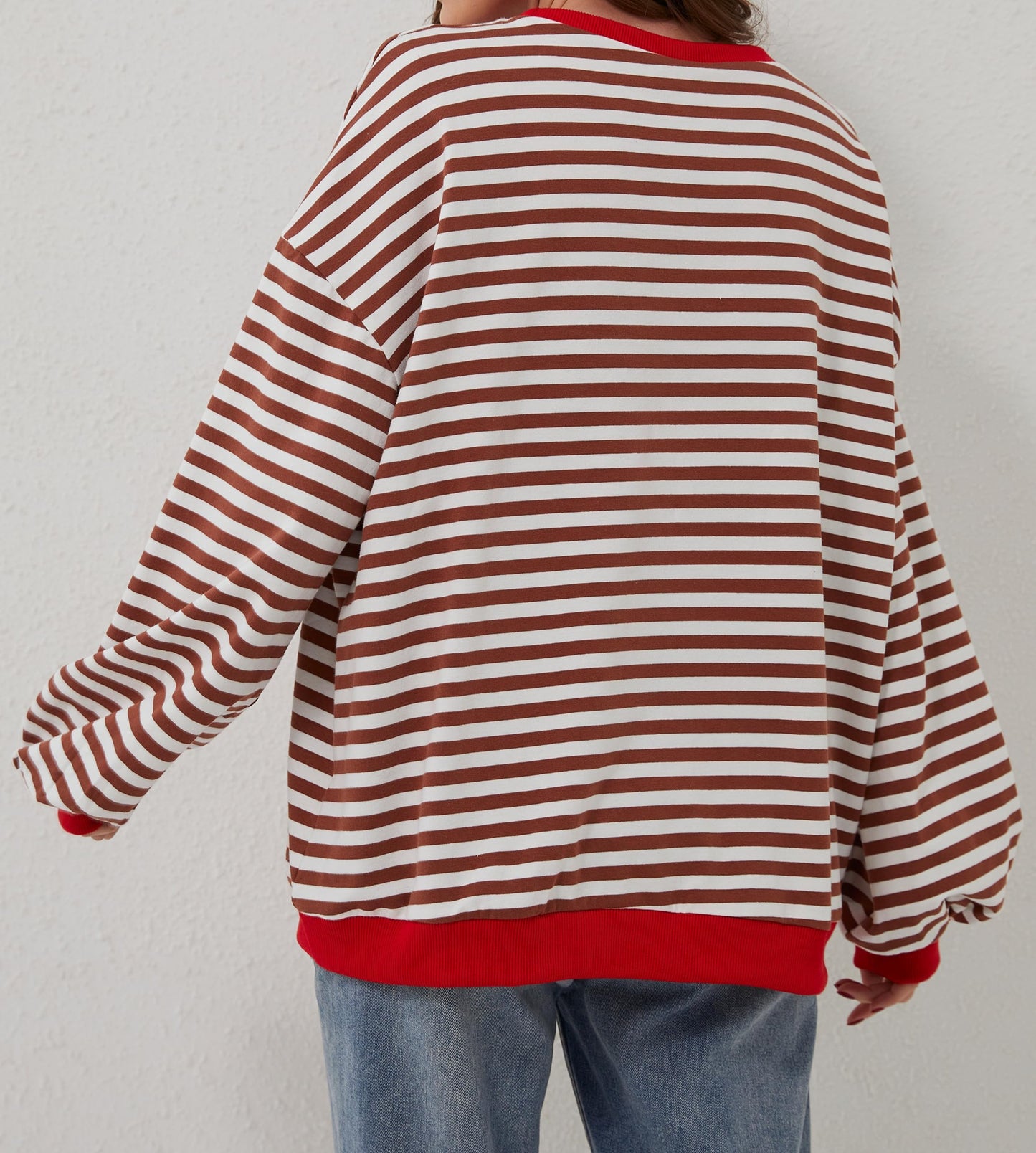 Women's Oversized Striped Long Sleeve Pullover
