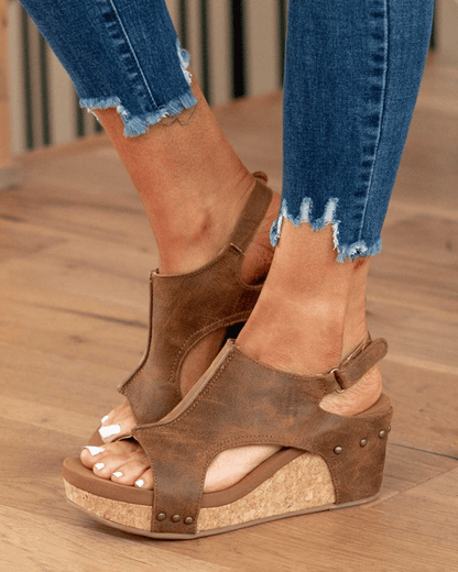 🔥Women's Leather Platform Wedge Orthopedic Sandals