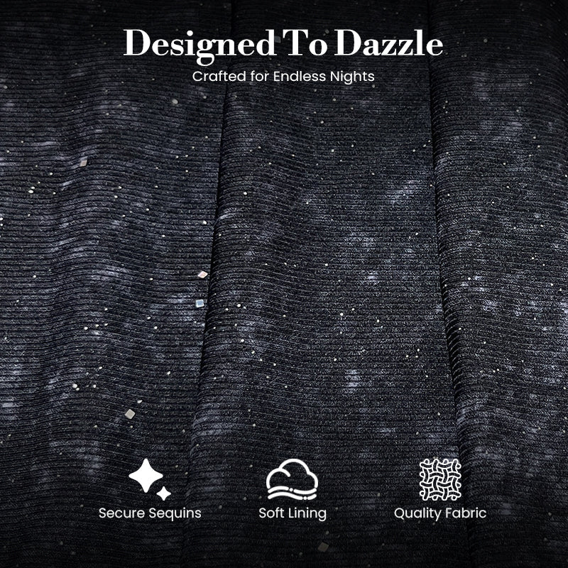 Women's Sequin Sparkle Wide Leg Pants with Elastic Waistband