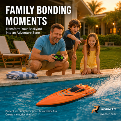 Dual‑Motor RC Boat – Twin engines, 2.4GHz control, waterproof & impact‑resistant. Slice through waves at insane speed! 🌊🚤