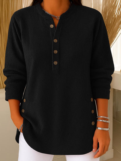 💃Women's Solid Color Crew Neck Long Sleeve Casual Loose Knit Pullover