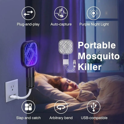 🚫🦟 HOT SALE | 2-in-1 USB Mosquito Swatter & Mosquito Trap Lamp 🦟🚫Mini USB Electric Mosquito Killer Trap