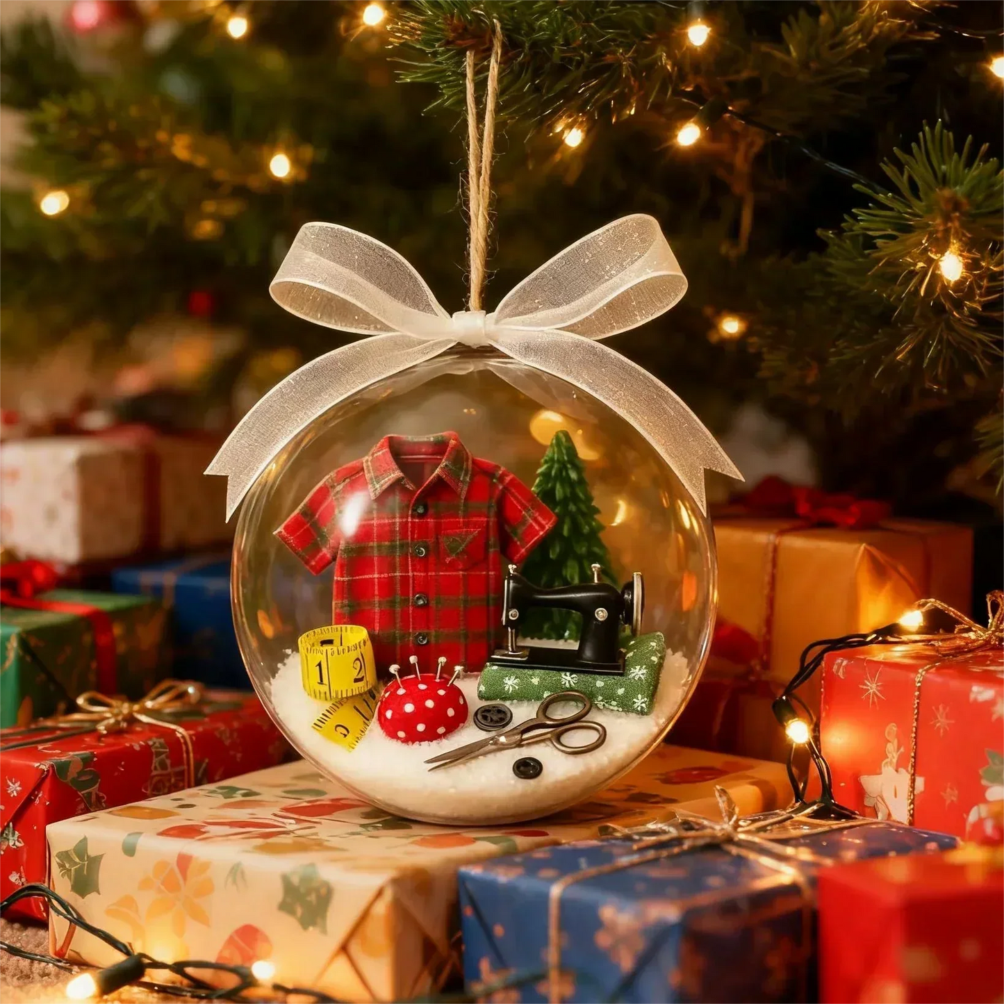 🎄  Holiday Sewing Snow Globe -DIY Craft Ornament with Glitter & Mini Figures, Festive Decor for Tree or Gift 🧵📦