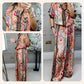 Women's Printed Top & Wide Leg Pants 2-Piece Set