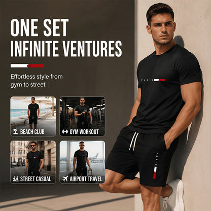 Men's Printed Top & Shorts 2-Piece Set