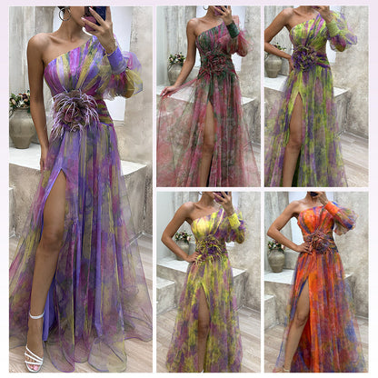 🌸Spring Specials💐 Multicolor Asymmetric Party Dress With Flower Details