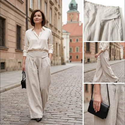 Women's Cotton-Linen Wide-Leg Pants
