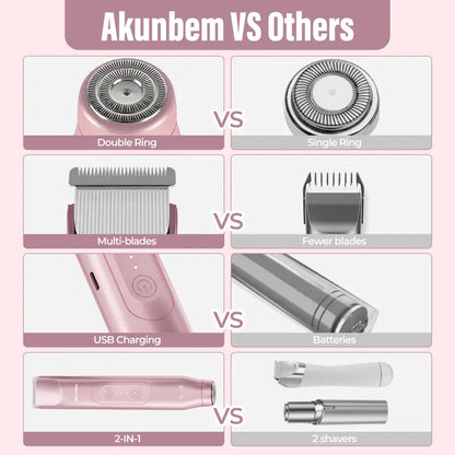 💜Bikini Trimmer for Women, Electric Shaver and Razor Rechargess Trimming eable 2-in-1, IPX7 Waterproof