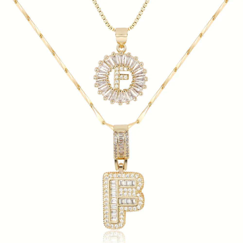 💖2 Pack - Initial Letter Pendant Necklaces