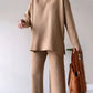 V-Neck Casual Slit Knitted Two-Piece Set
