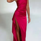 ⏳Time-limited Special⏰Fits Your Curves Satin One Shoulder Drape Slit Maxi Dress