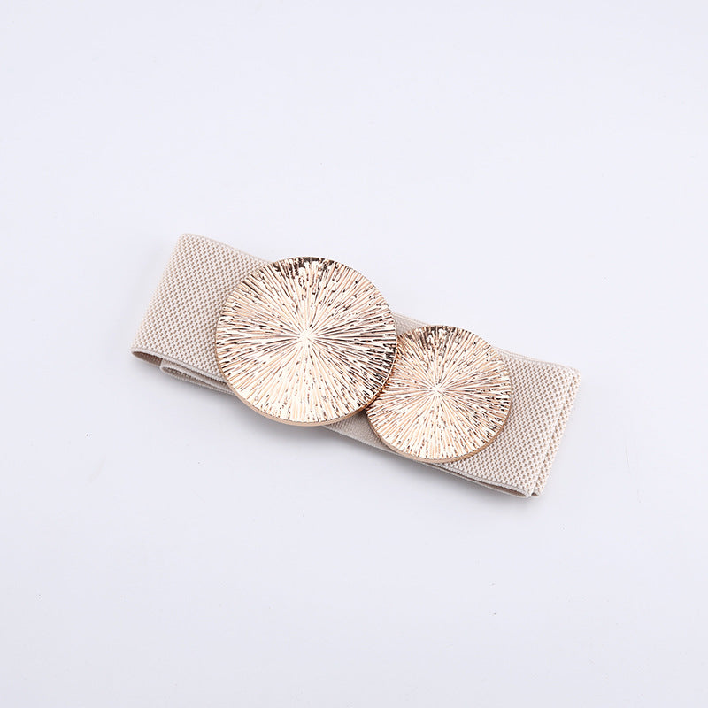 🎁Women's Vintage Gold Buckle High Elastic Belt