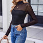 🎉Women's Sparkle Mesh Sheer Long Sleeve Ruched Top