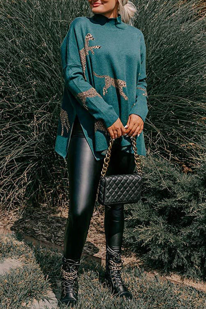 💕Casual Retro Tiger And Leopard Print Long-sleeved Top