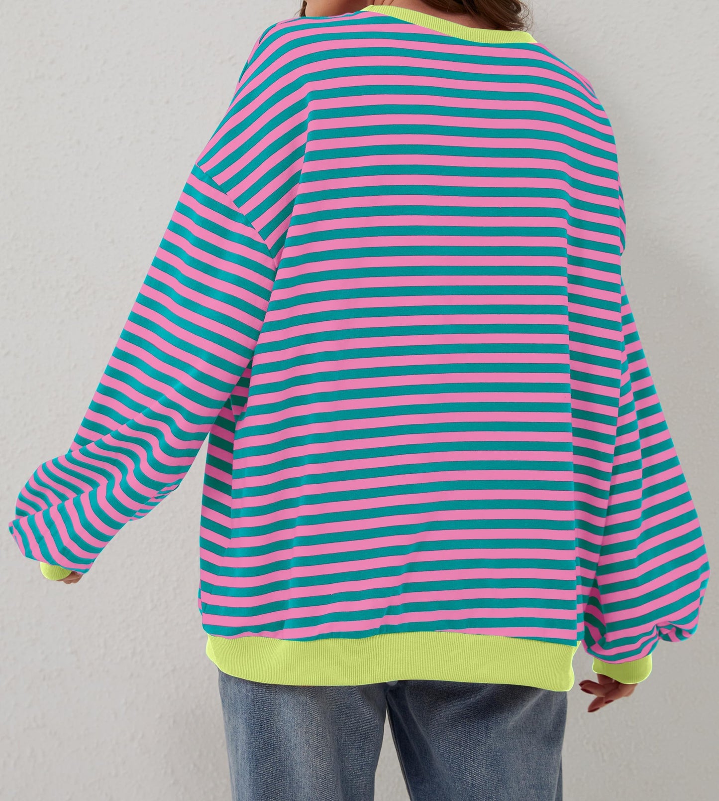 Women's Oversized Striped Long Sleeve Pullover