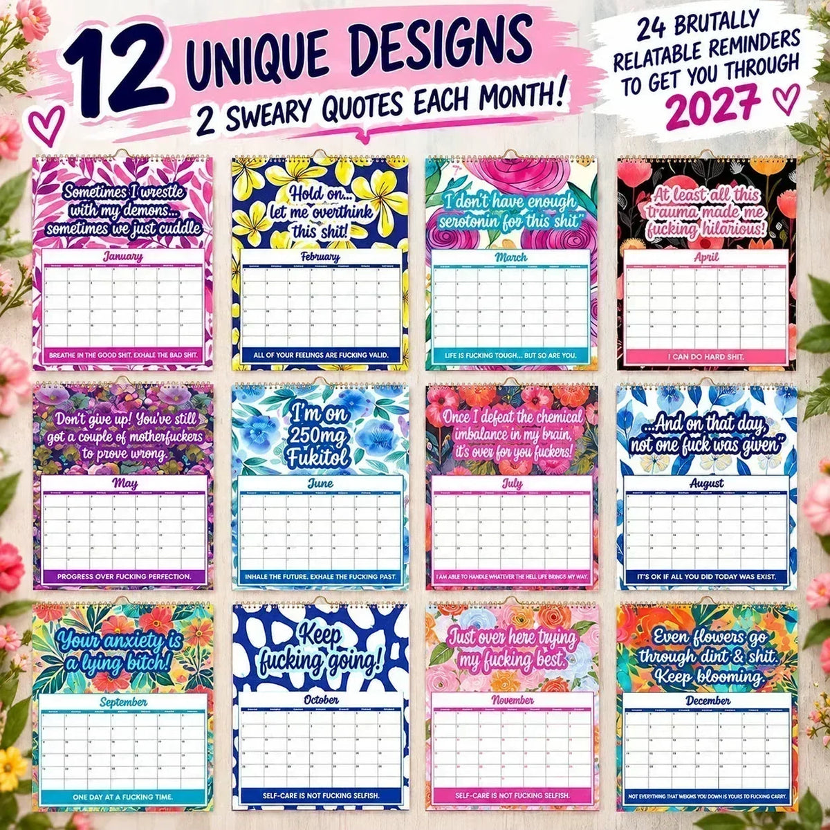📅 2027 Sweary Humor Wall Calendar