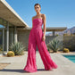 Strapless Crinkle Wide-Leg Jumpsuit
