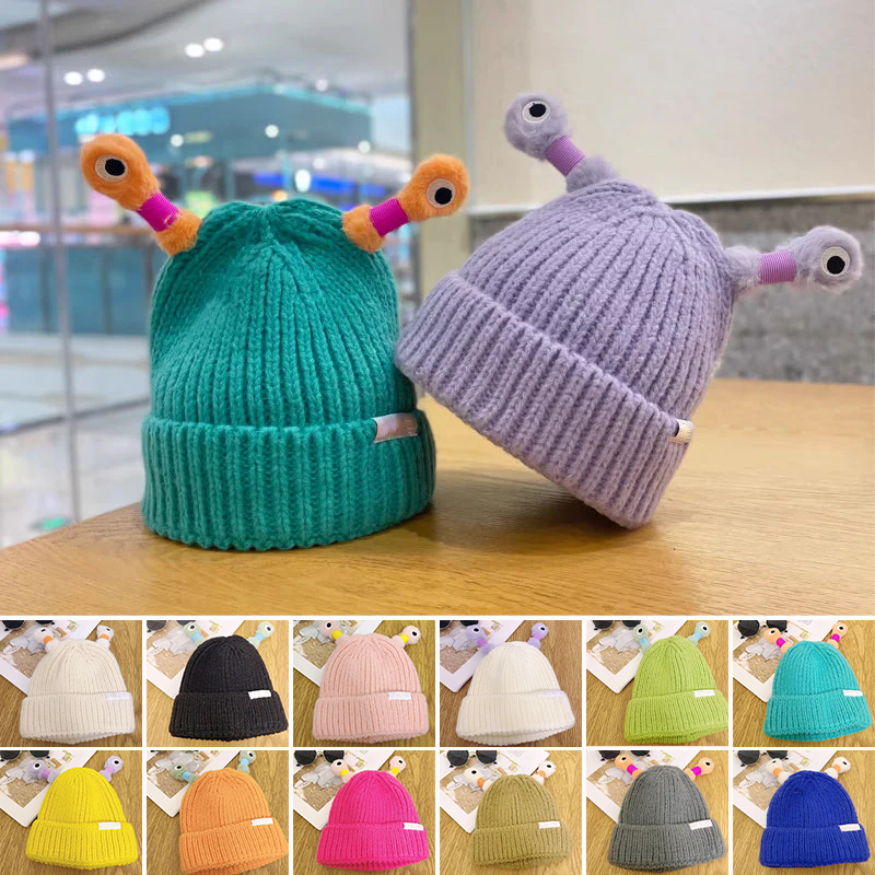Winter Parent-Child Cute Glowing Little Monster Knitted Hat