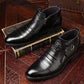 🔥Men's Embossed Ankle Boots  Dual Side Zipper Trendy Boots! 👞